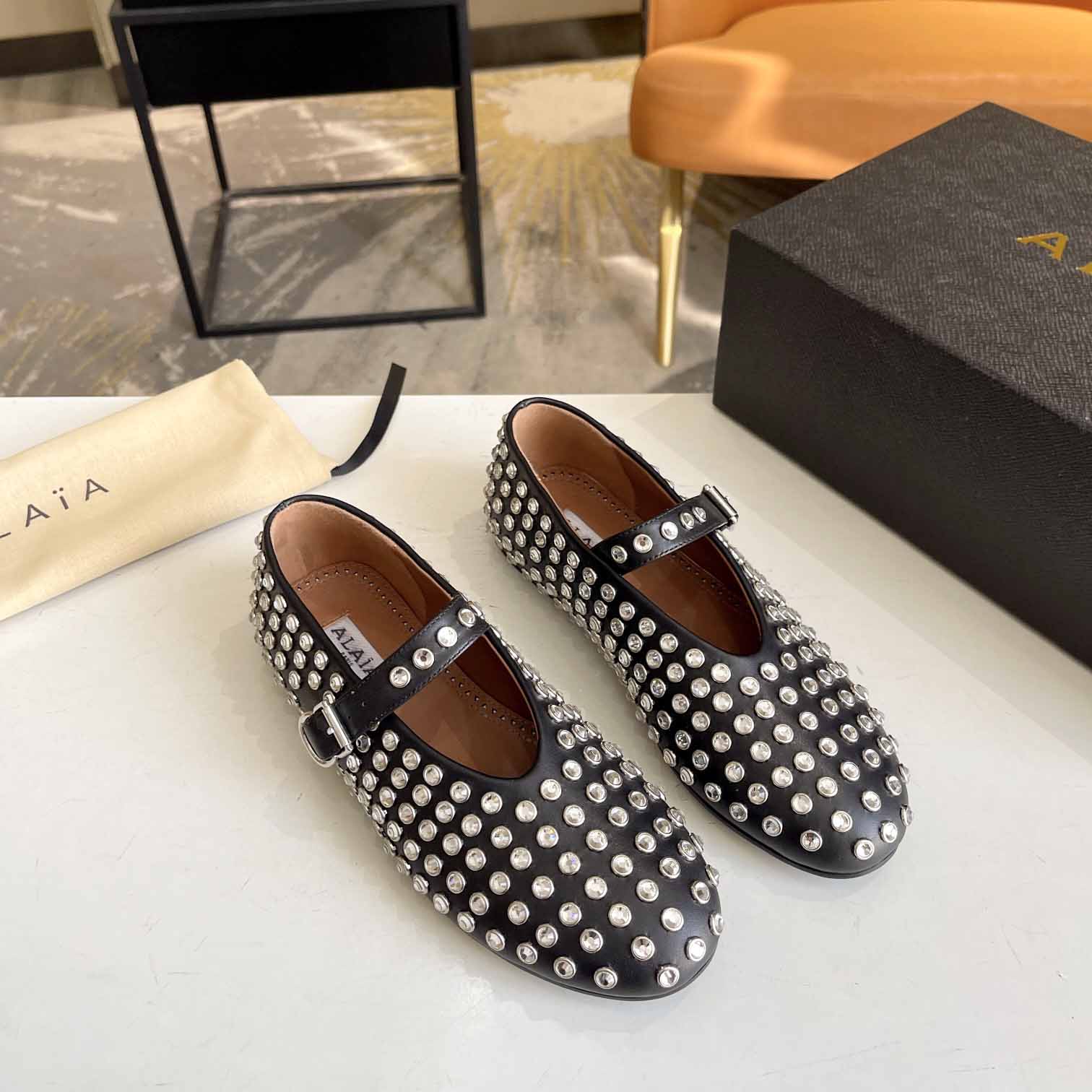 Alaïa Strass Lambskin Ballet Flats - PerfectKickZ