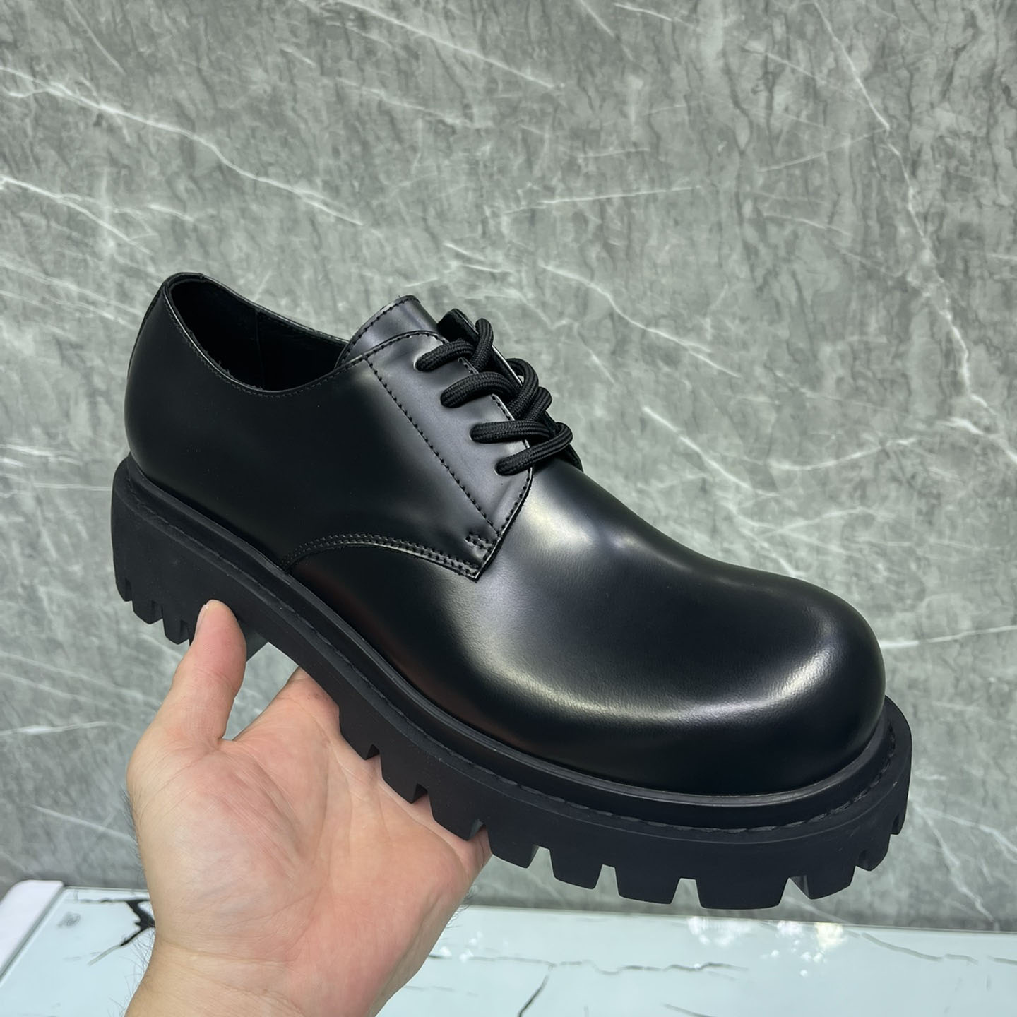 Balenciaga Hummer Derbie In Black Matte Calfskin - 