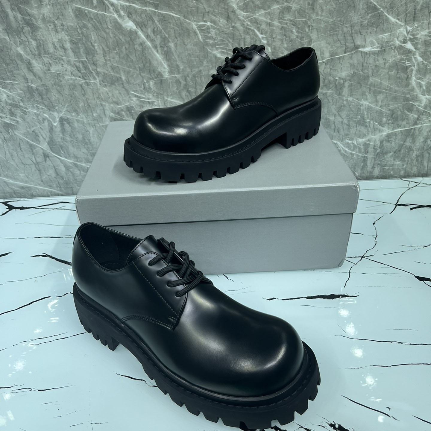 Balenciaga Hummer Derbie In Black Matte Calfskin - 
