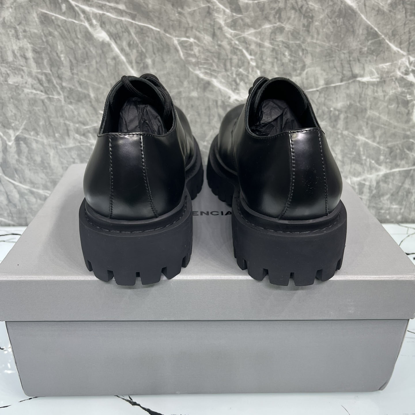 Balenciaga Hummer Derbie In Black Matte Calfskin - 