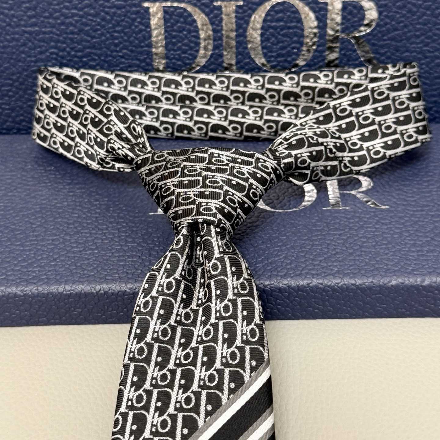 Dior Striped Dior Oblique Tie - PerfectKickZ