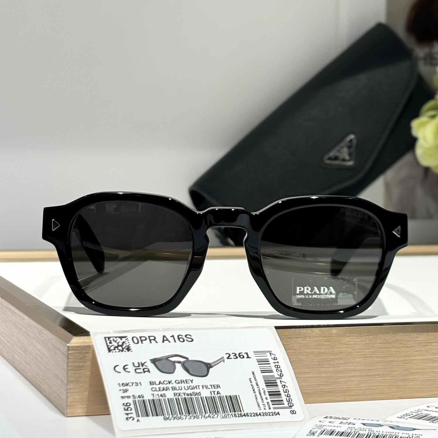 Prada Sunglasses With Iconic Metal Plaque   SPR A16SF - PerfectKickZ