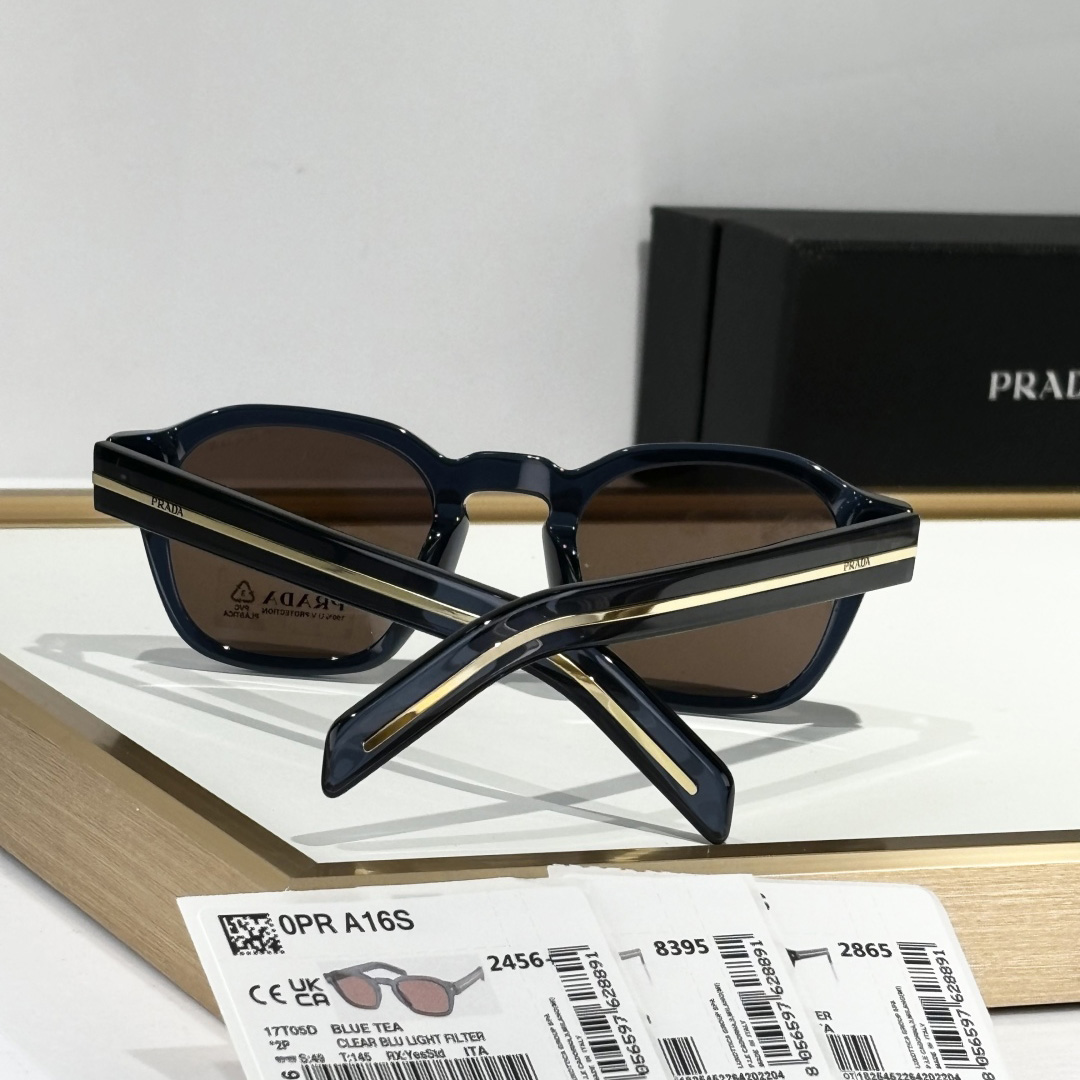 Prada Sunglasses With Iconic Metal Plaque   SPR A16SF - PerfectKickZ
