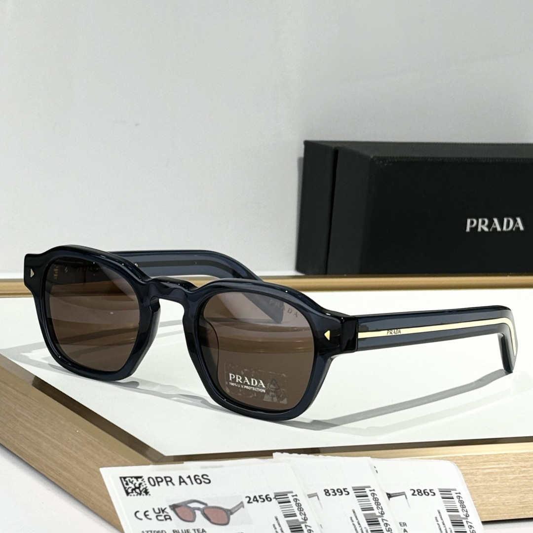 Prada Sunglasses With Iconic Metal Plaque   SPR A16SF - PerfectKickZ