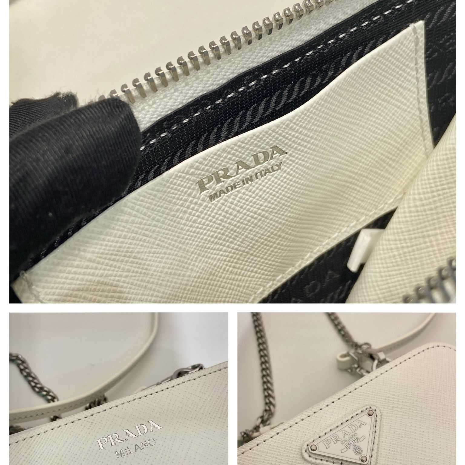 Prada Triangular Embellished Satin And Leather Mini-pouch - PerfectKickZ