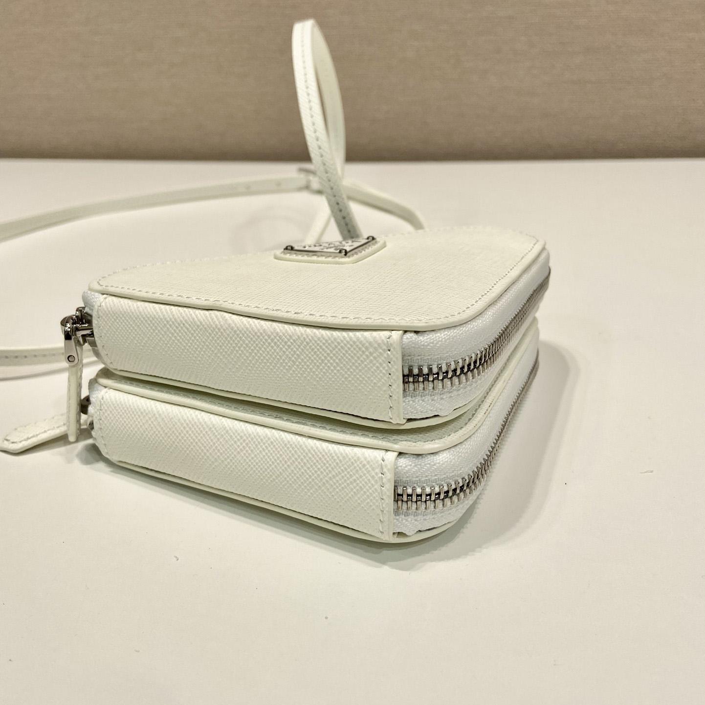 Prada Triangular Embellished Satin And Leather Mini-pouch - PerfectKickZ
