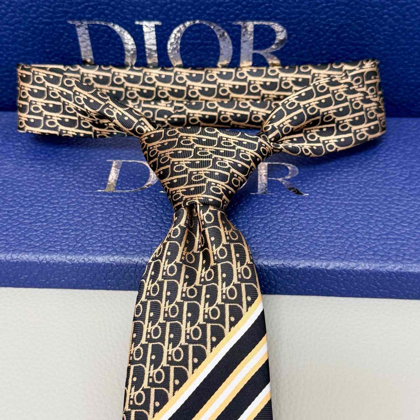 Dior Striped Dior Oblique Tie - PerfectKickZ