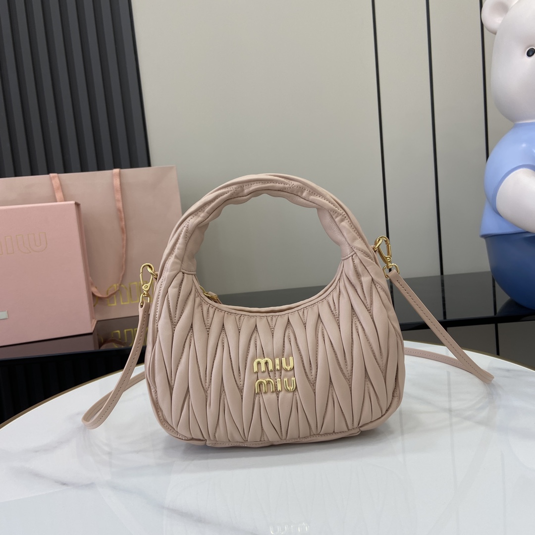 Miu Miu Wander Matelassé Nappa Leather Hobo Bag - PerfectKickZ