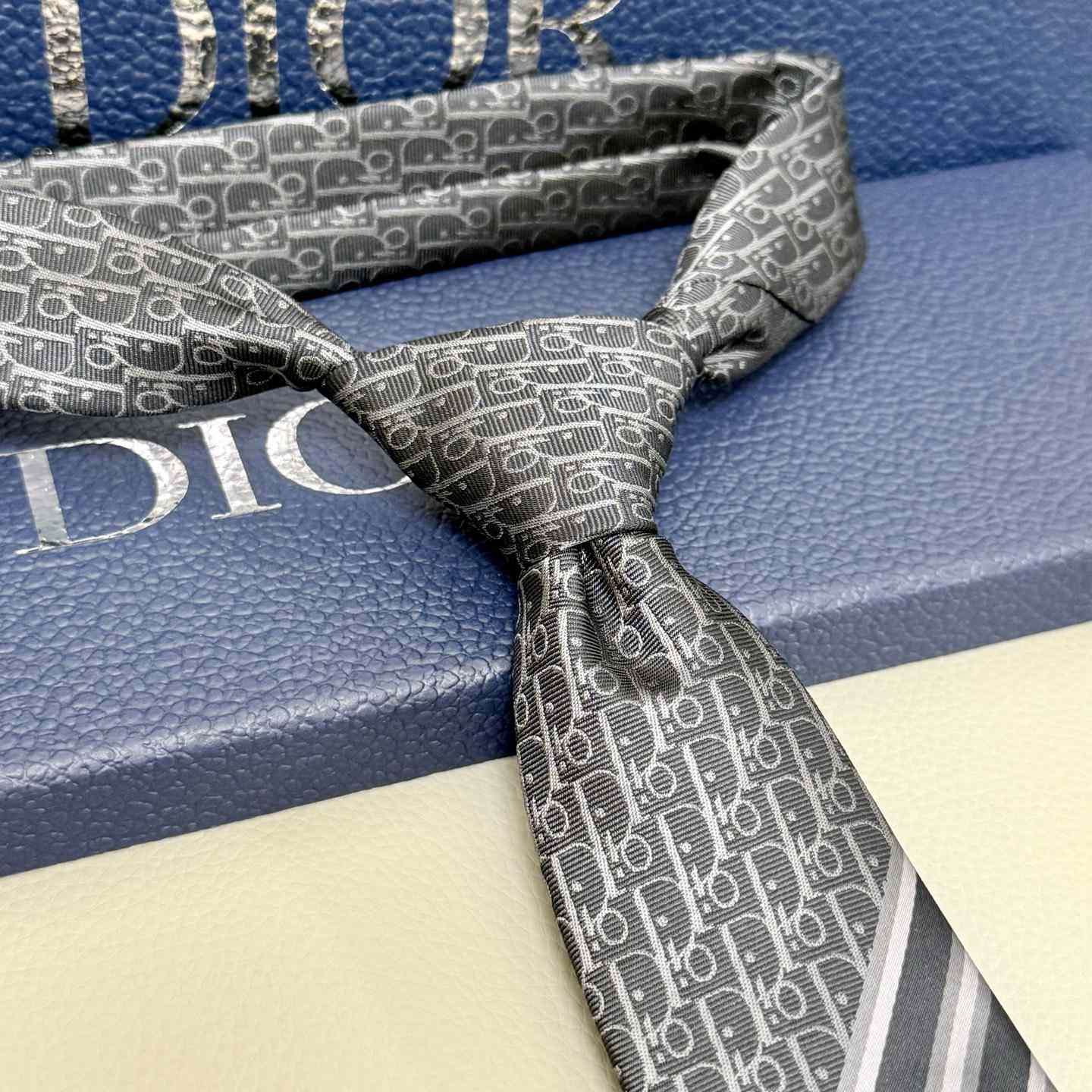 Dior Striped Dior Oblique Tie - PerfectKickZ
