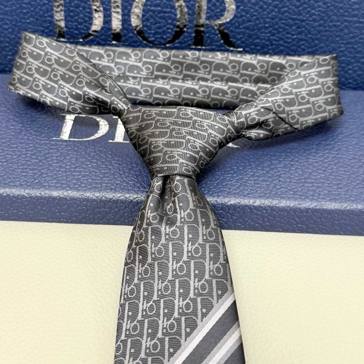 Dior Striped Dior Oblique Tie - PerfectKickZ