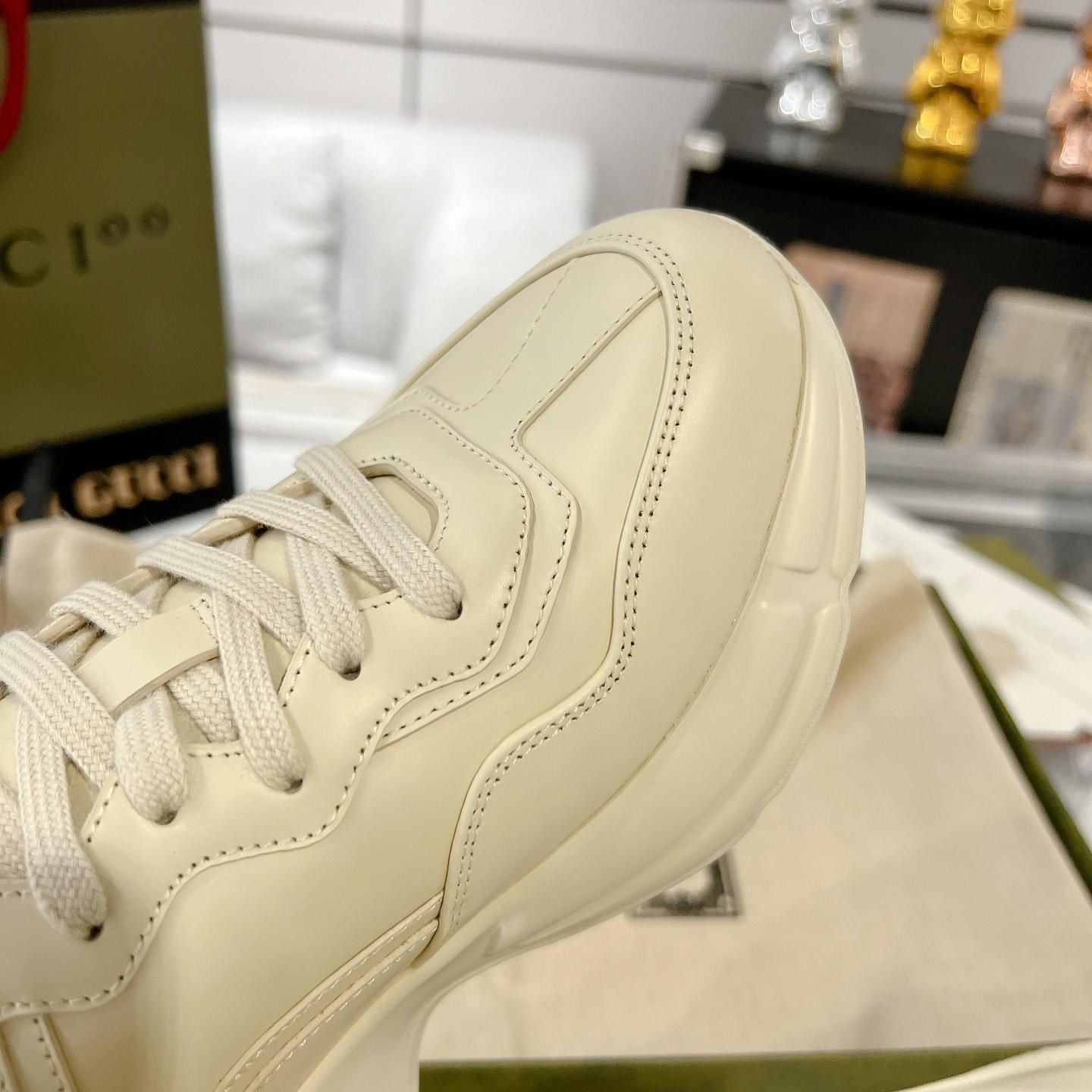 Gucci Rhyton Logo Ivory Leather Sneaker - PerfectKickZ
