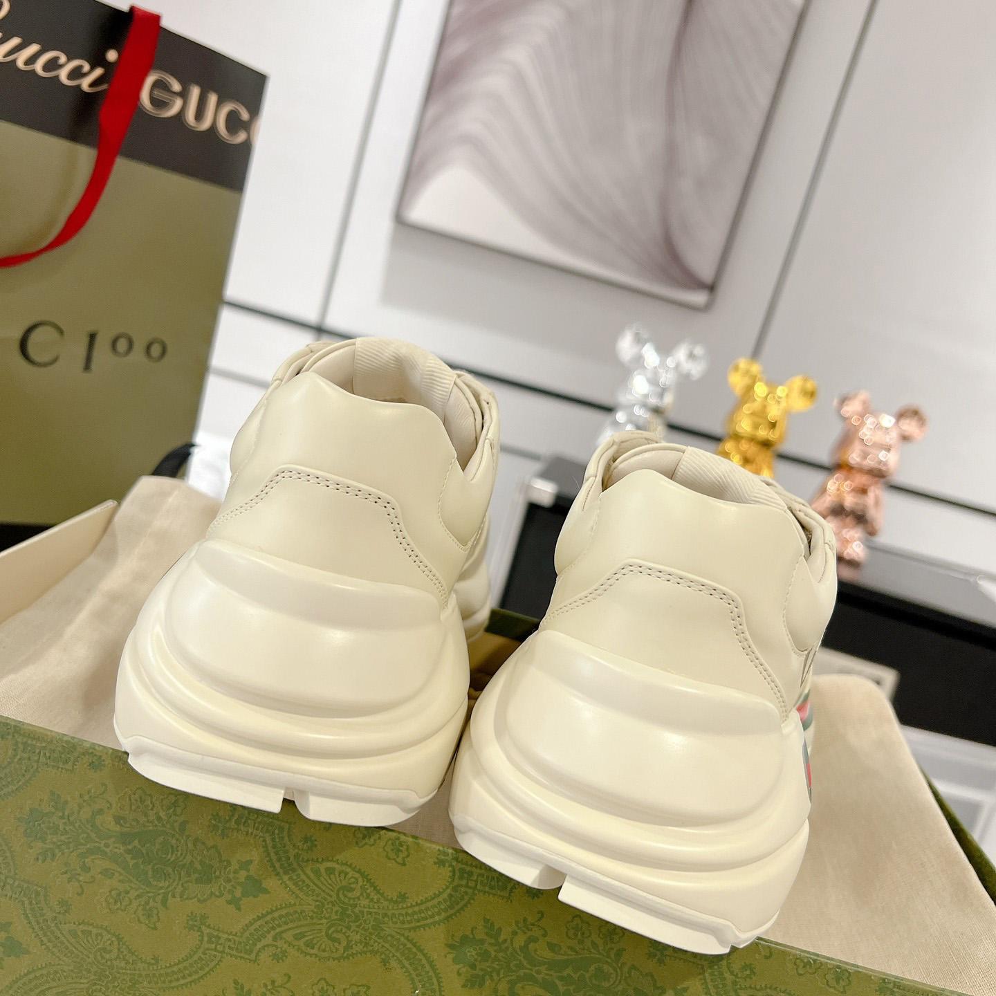 Gucci Rhyton Logo Ivory Leather Sneaker - PerfectKickZ