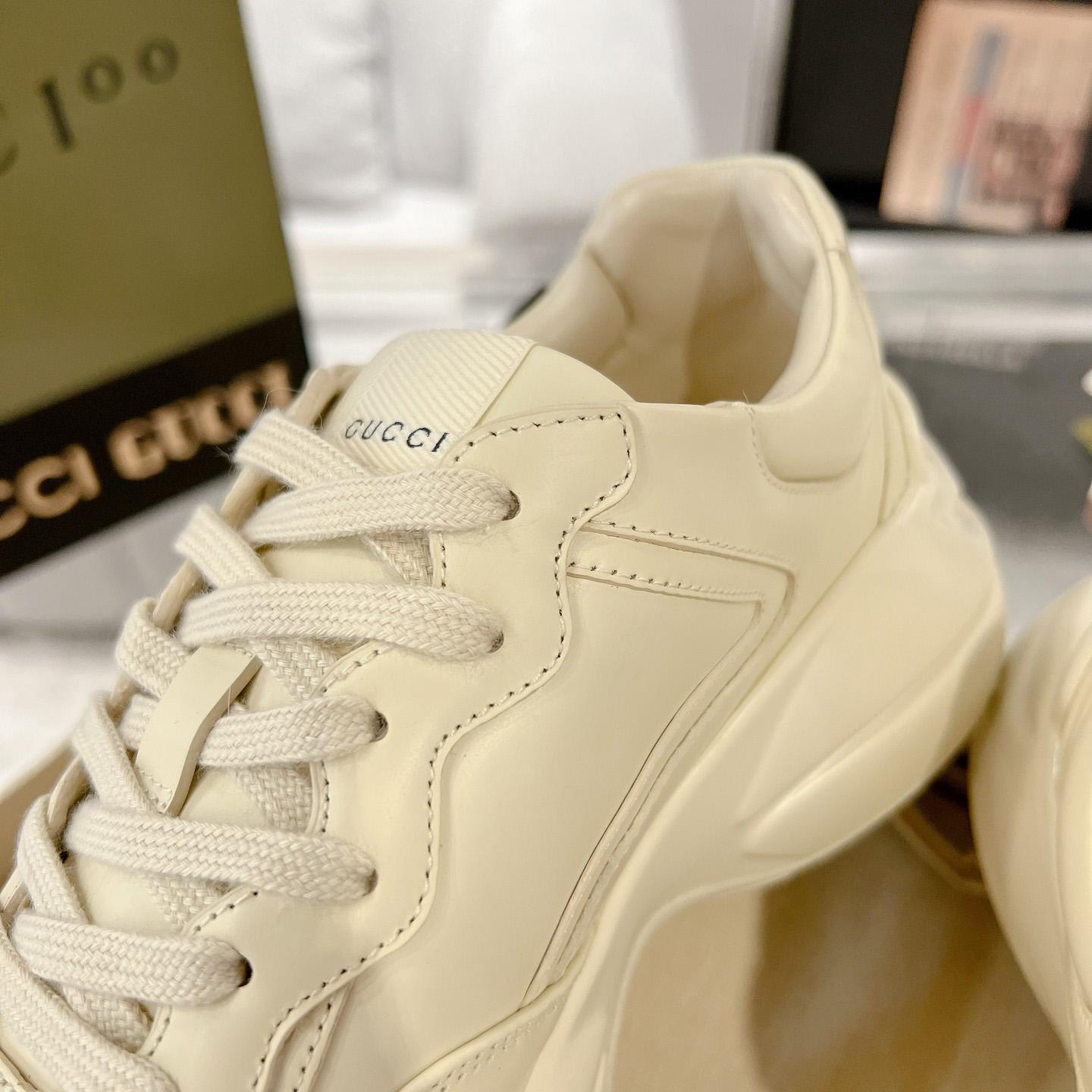 Gucci Rhyton Logo Ivory Leather Sneaker - PerfectKickZ