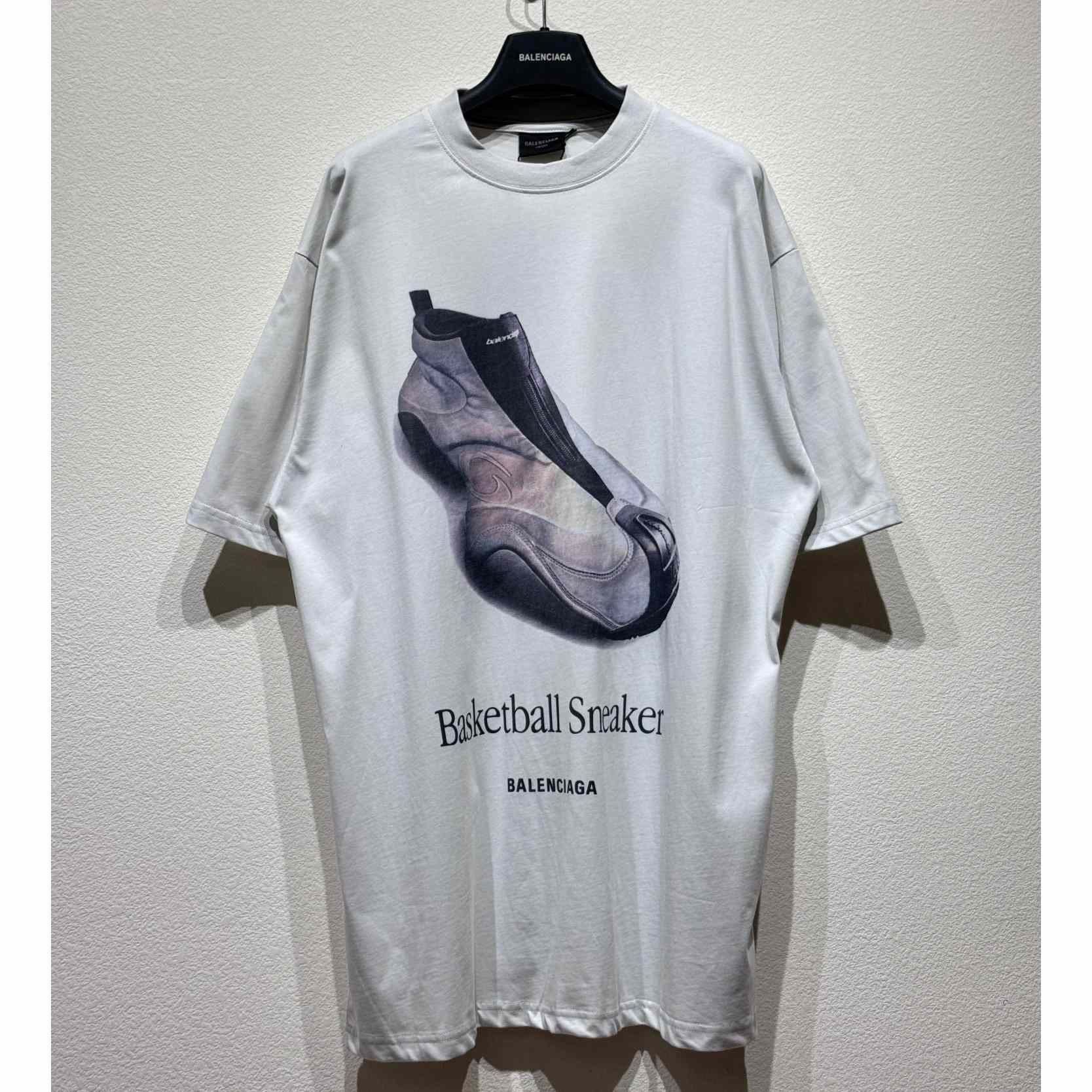 Balenciaga Basketball Sneaker T-Shirt Oversized In Dirty White Dry Jersey - PerfectKickZ
