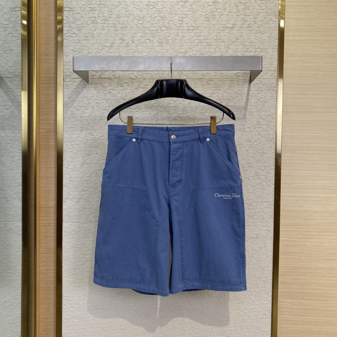 Christian Dior Couture Carpenter Shorts Blue Cotton Denim  - PerfectKickZ