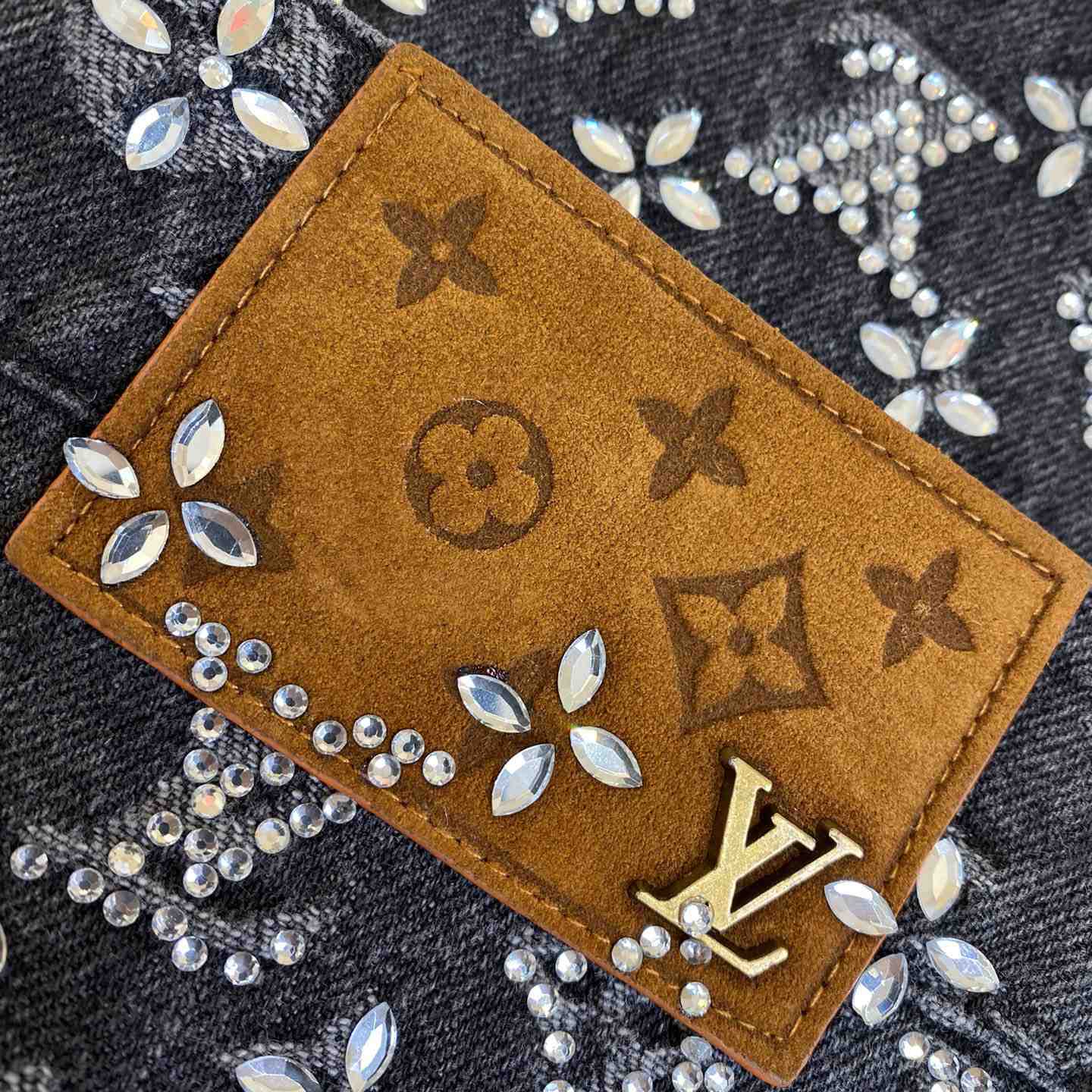 Louis Vuitton Embroidered Monogram Baggy Denim Pants   1ABY8N - PerfectKickZ