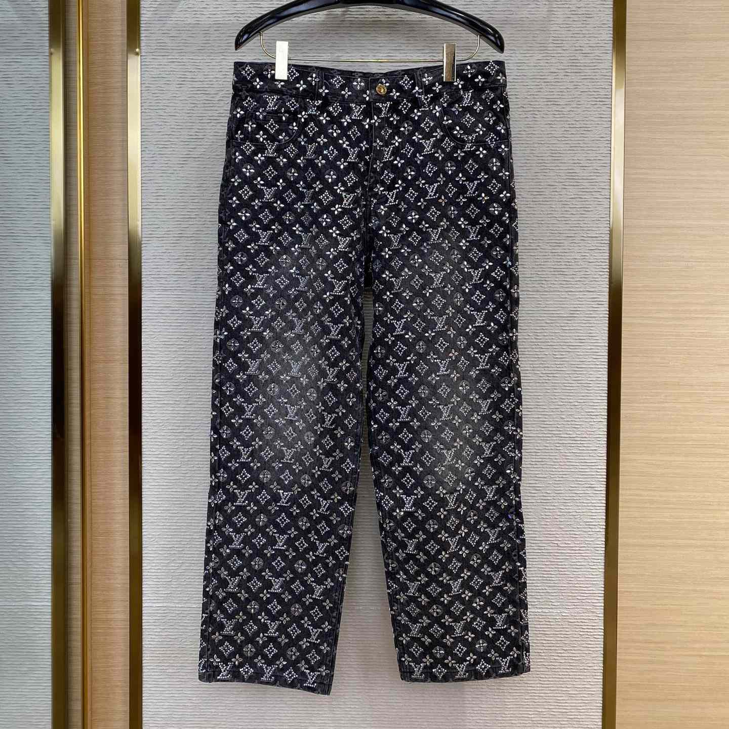 Louis Vuitton Embroidered Monogram Baggy Denim Pants   1ABY8N - PerfectKickZ