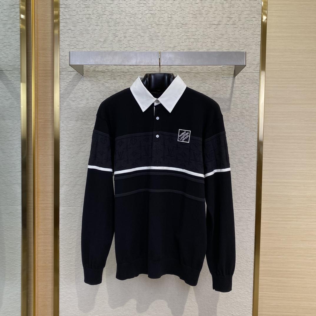 Louis Vuitton Monogram Jacquard Long-Sleeved Polo Shirt   1AGTMB - PerfectKickZ