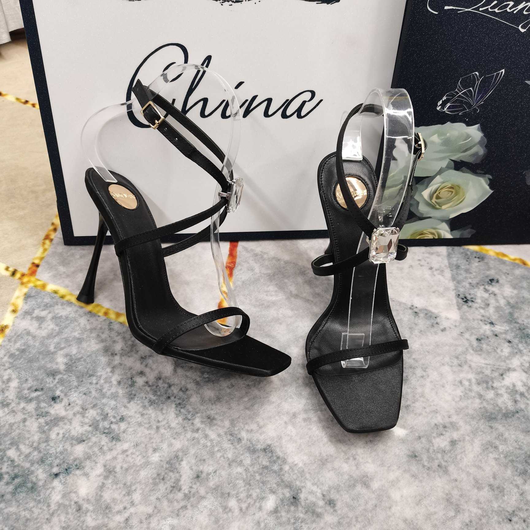 Saint Laurent Harlow Sandals In Satin Crepe And Crystals - PerfectKickZ