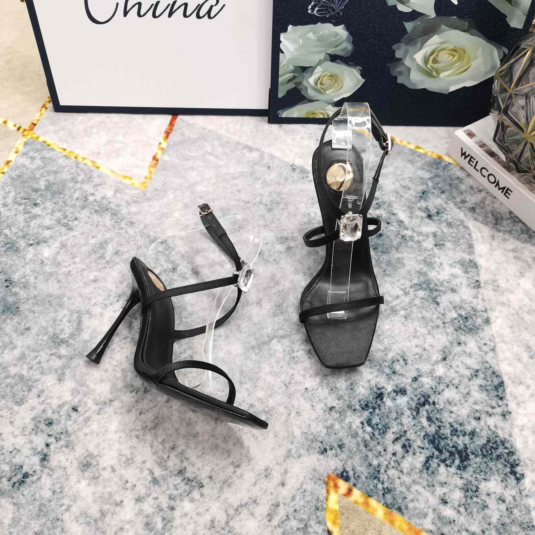 Saint Laurent Harlow Sandals In Satin Crepe And Crystals - PerfectKickZ