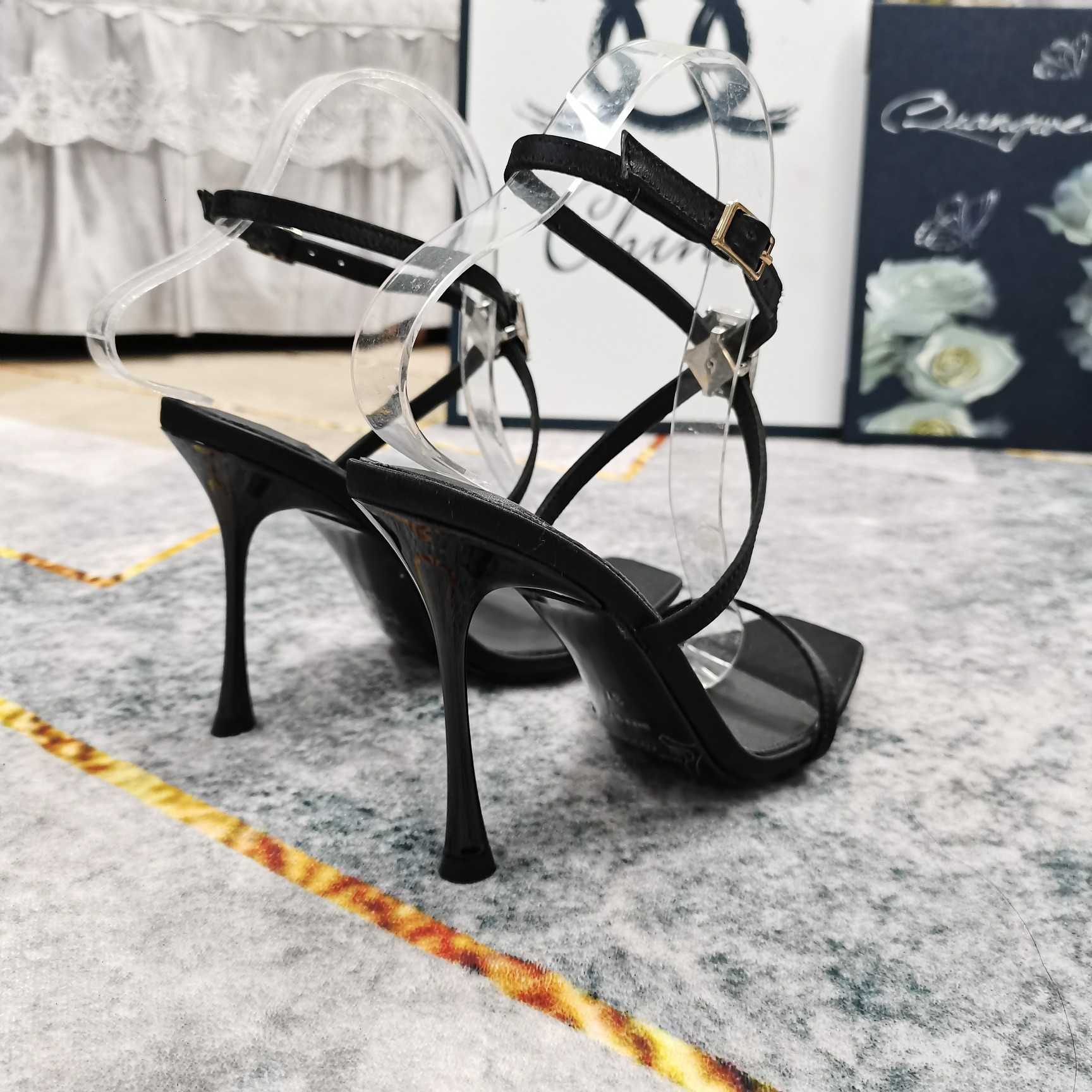 Saint Laurent Harlow Sandals In Satin Crepe And Crystals - PerfectKickZ