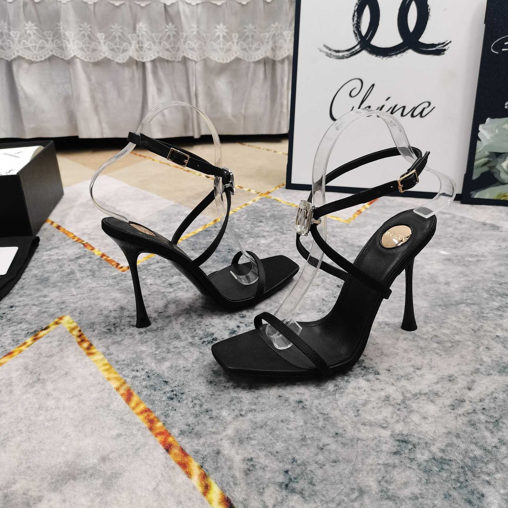 Saint Laurent Harlow Sandals In Satin Crepe And Crystals - PerfectKickZ