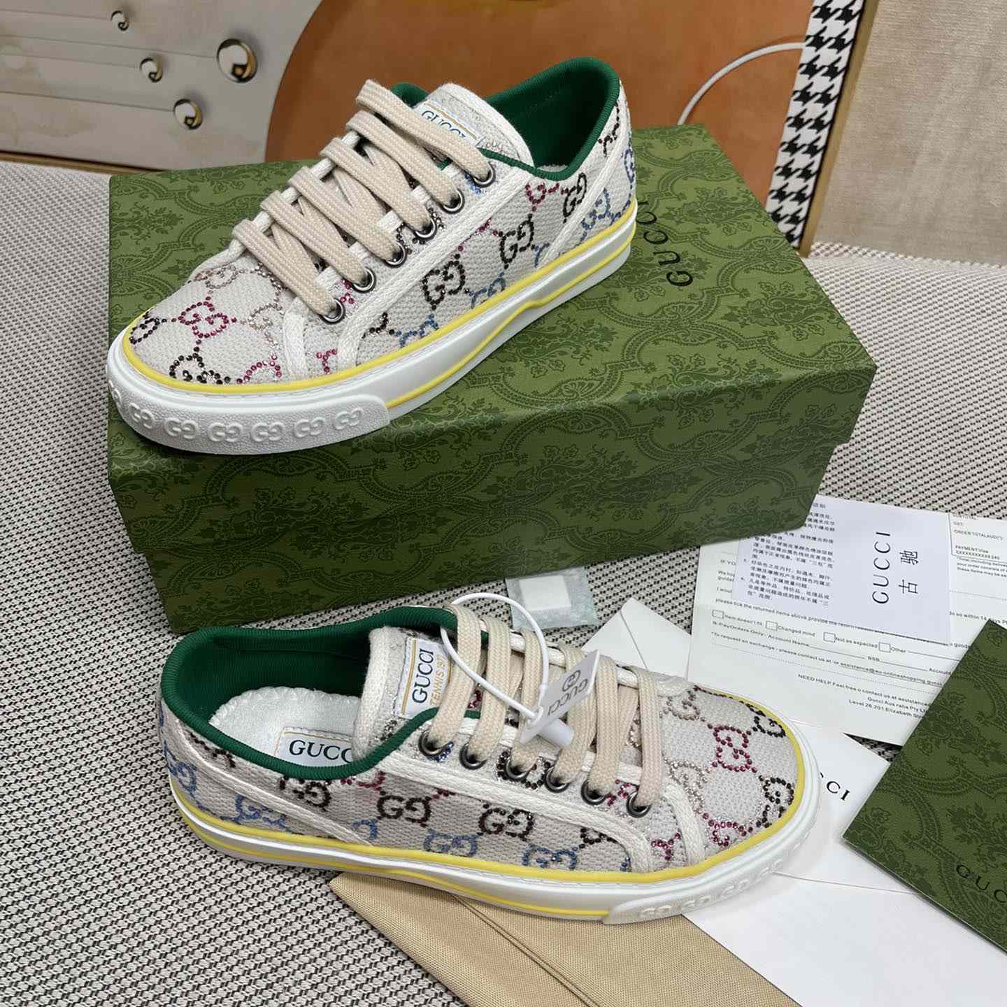 Gucci Crystal Low Top Sneakers  - PerfectKickZ