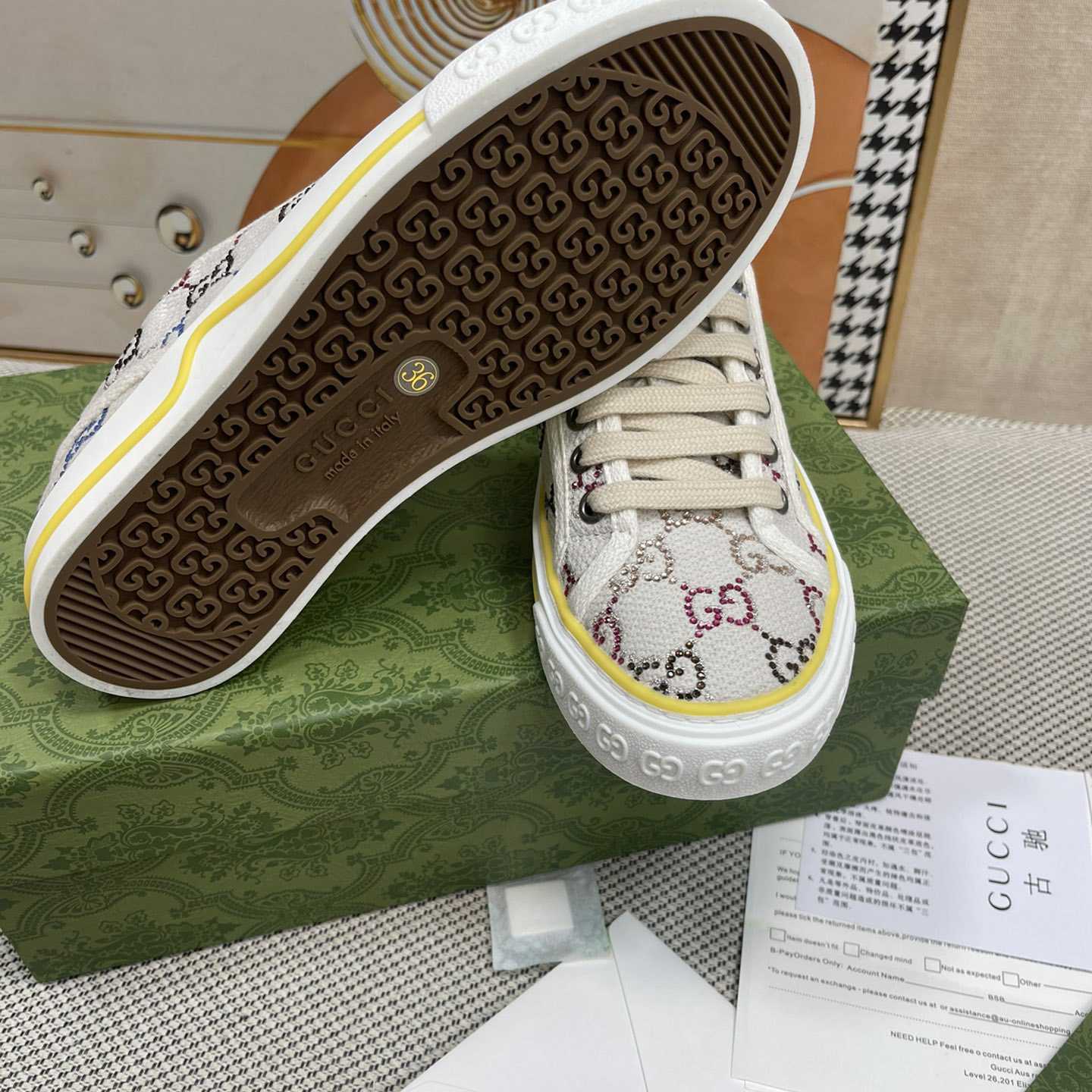 Gucci Crystal Low Top Sneakers  - PerfectKickZ