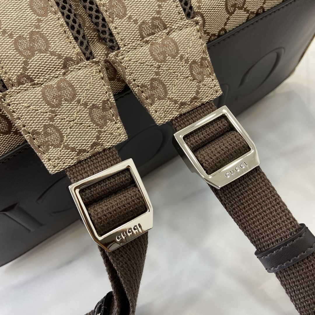Gucci Medium GG Backpack With Web - PerfectKickZ