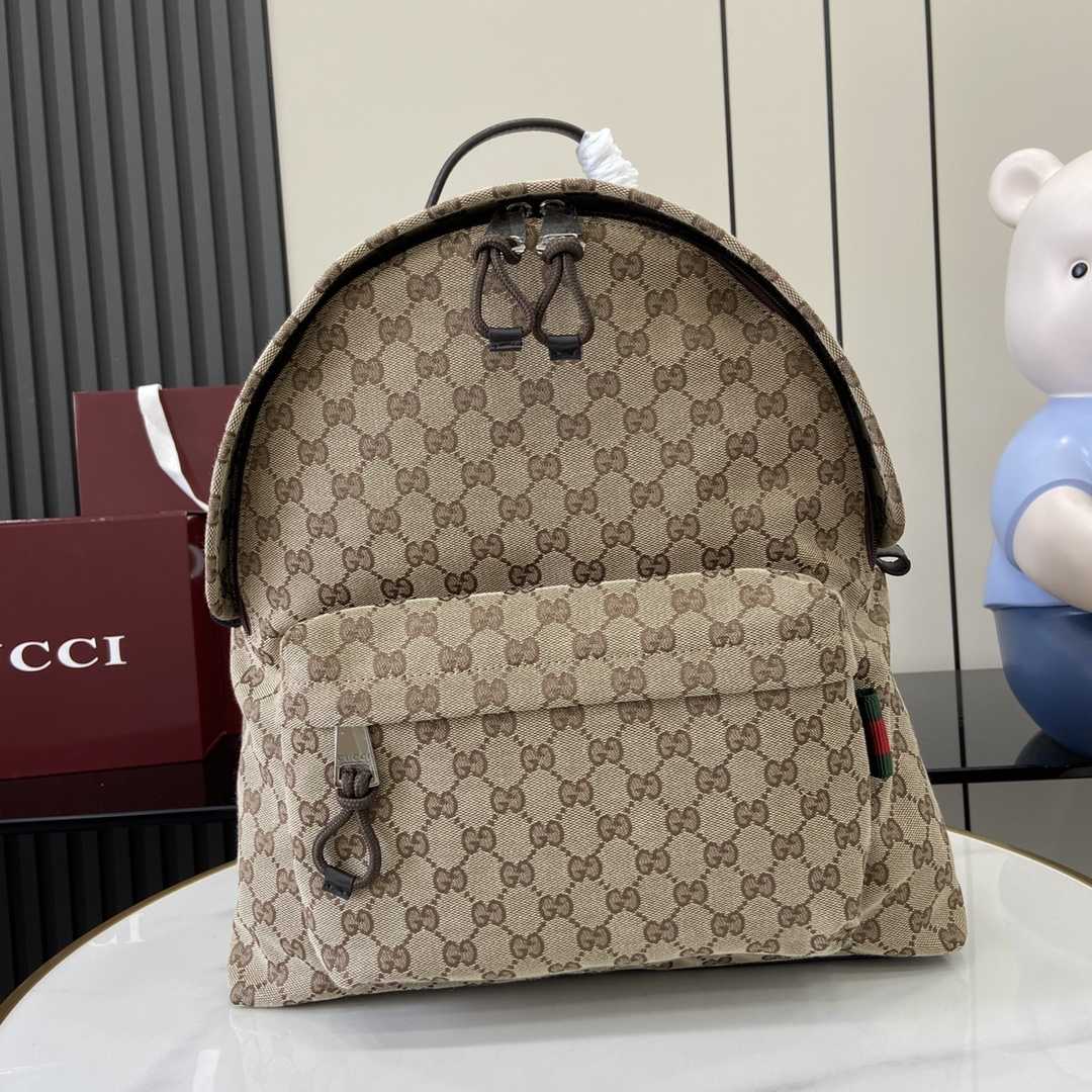 Gucci Medium GG Backpack With Web - PerfectKickZ