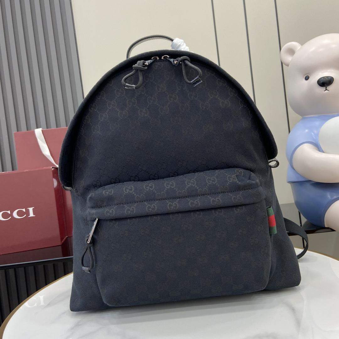 Gucci Medium GG Backpack With Web - PerfectKickZ