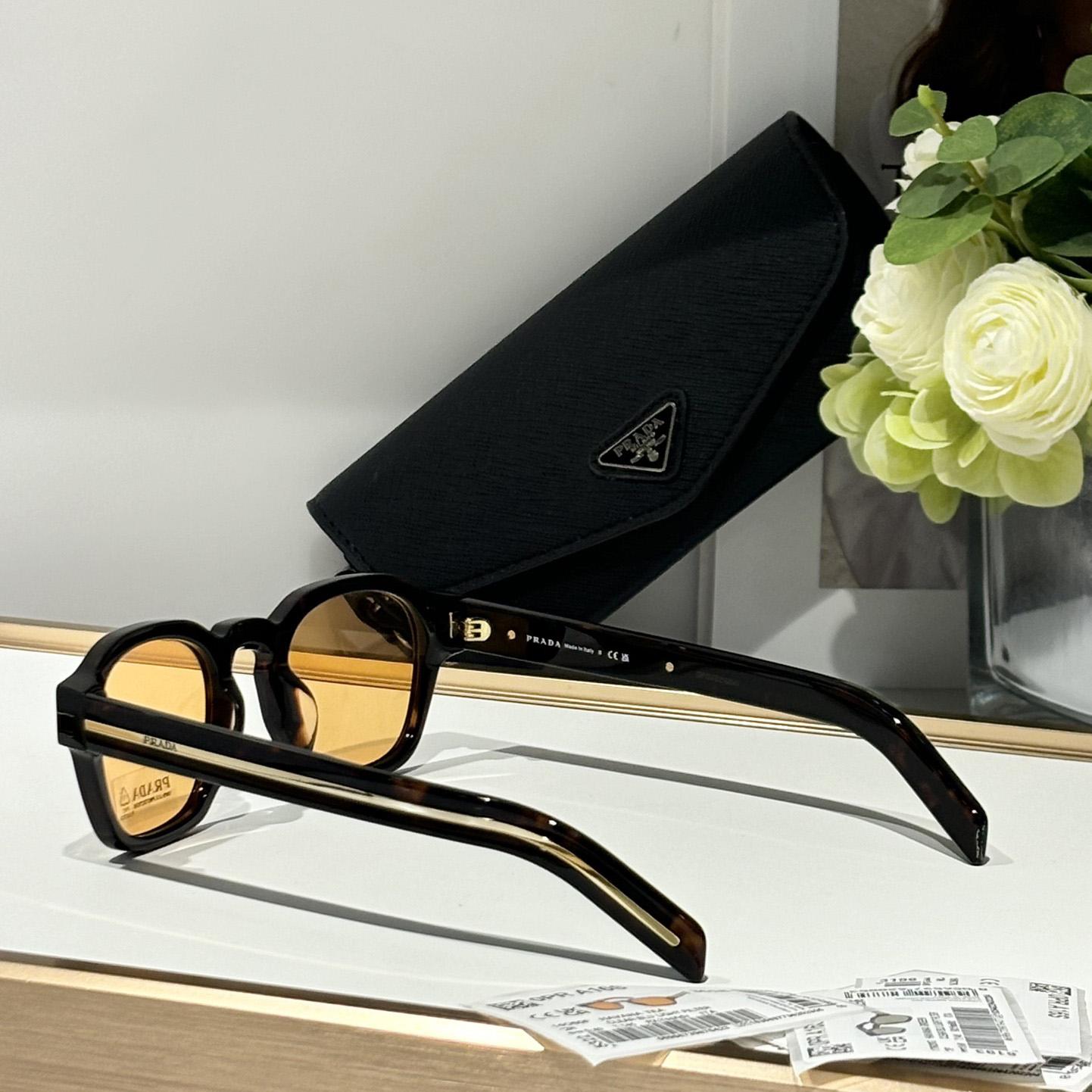 Prada Sunglasses With Iconic Metal Plaque   SPR A16SF - PerfectKickZ