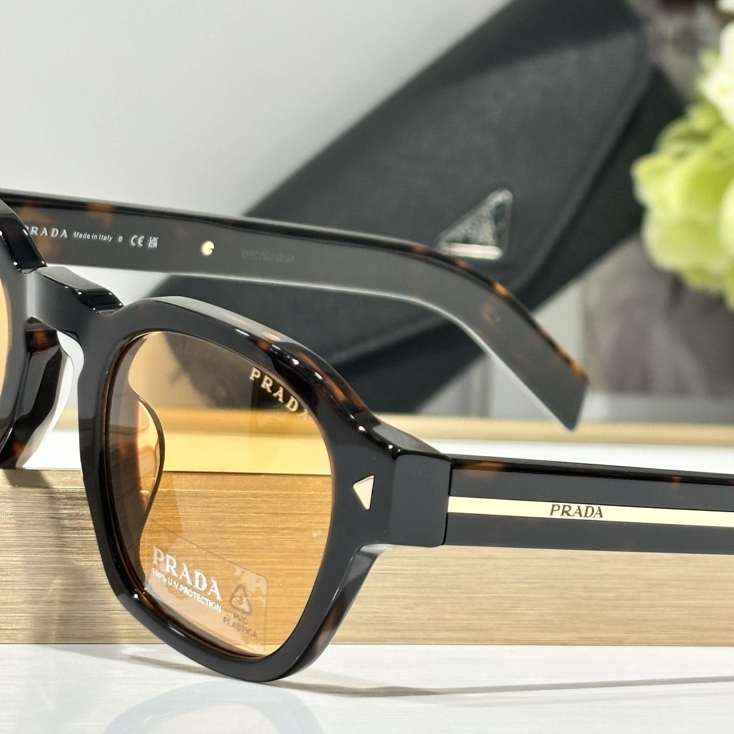 Prada Sunglasses With Iconic Metal Plaque   SPR A16SF - PerfectKickZ