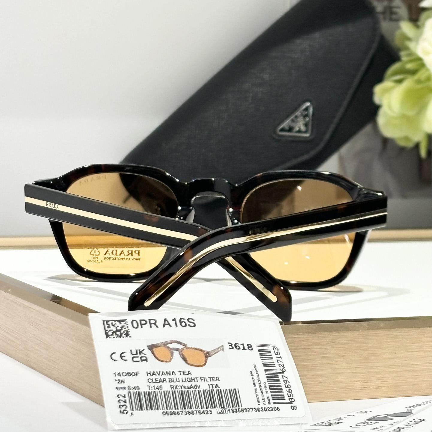 Prada Sunglasses With Iconic Metal Plaque   SPR A16SF - PerfectKickZ