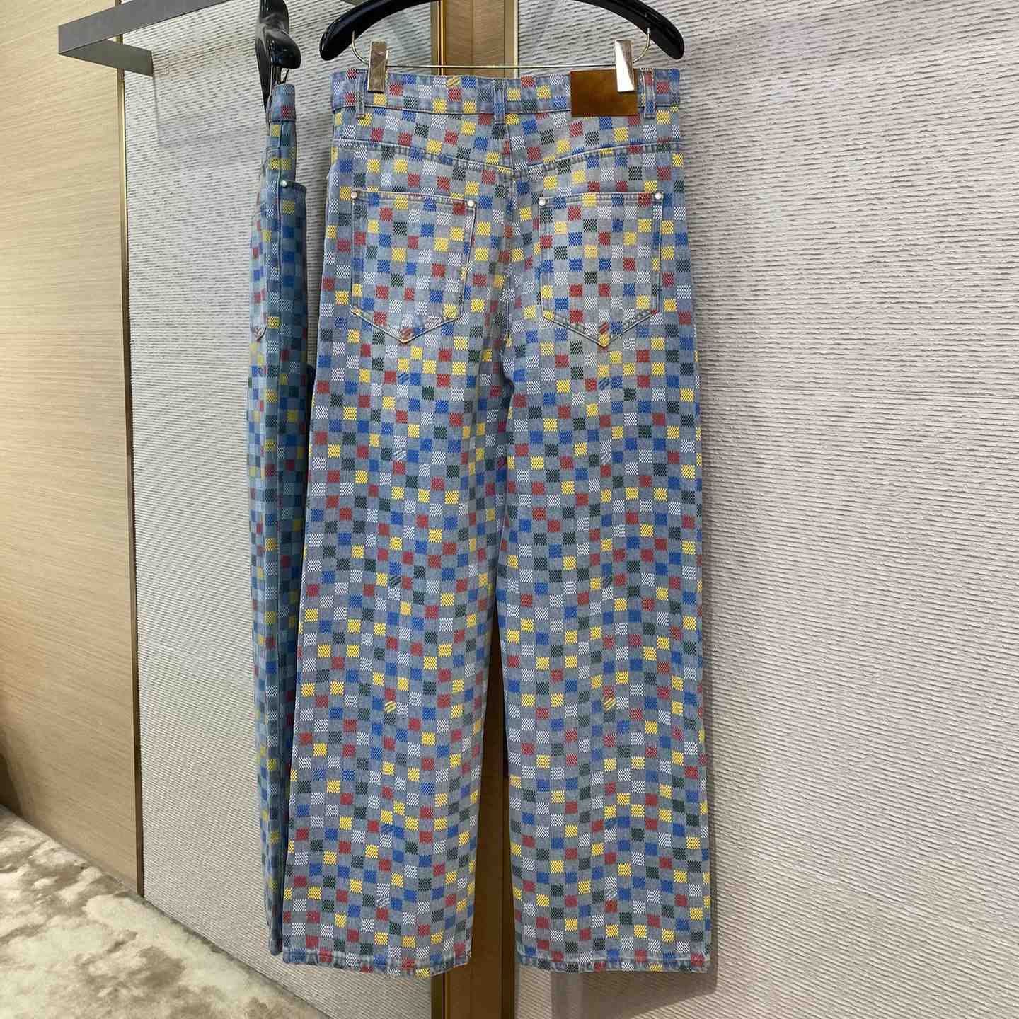 Louis Vuitton Damier Denim Wide-Leg Pants   1AHBMK - PerfectKickZ