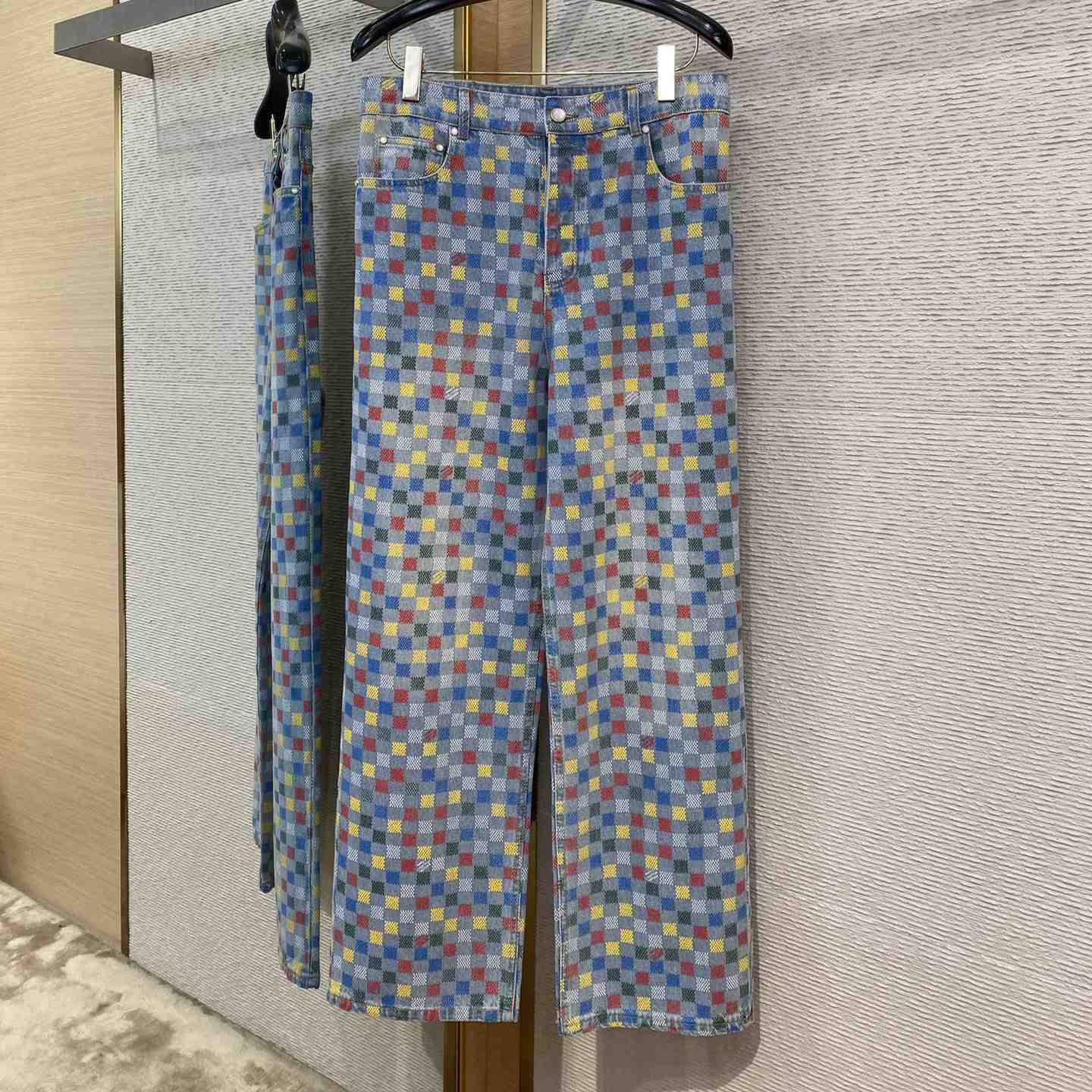 Louis Vuitton Damier Denim Wide-Leg Pants   1AHBMK - PerfectKickZ