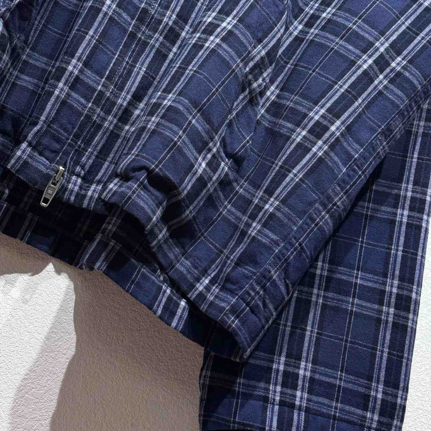 Balenciaga BB Center Logo Blue Check Hood Jacket - PerfectKickZ