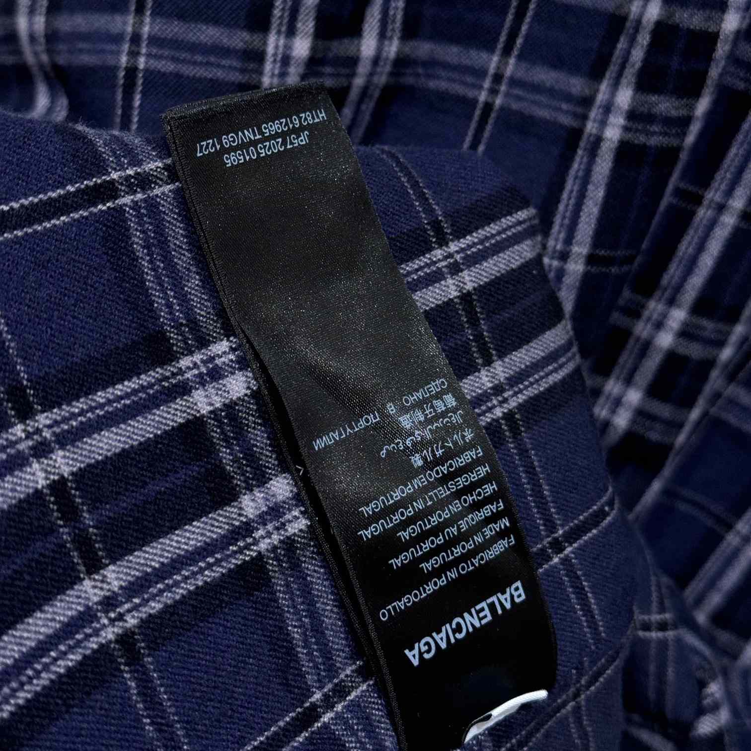 Balenciaga BB Center Logo Blue Check Hood Jacket - PerfectKickZ