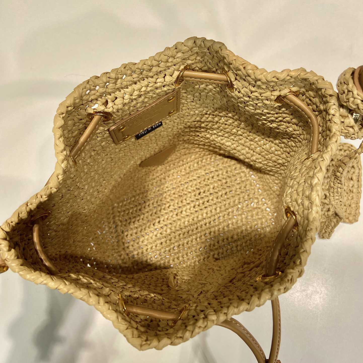 Prada Crochet And Leather Mini-bucket Bag - 