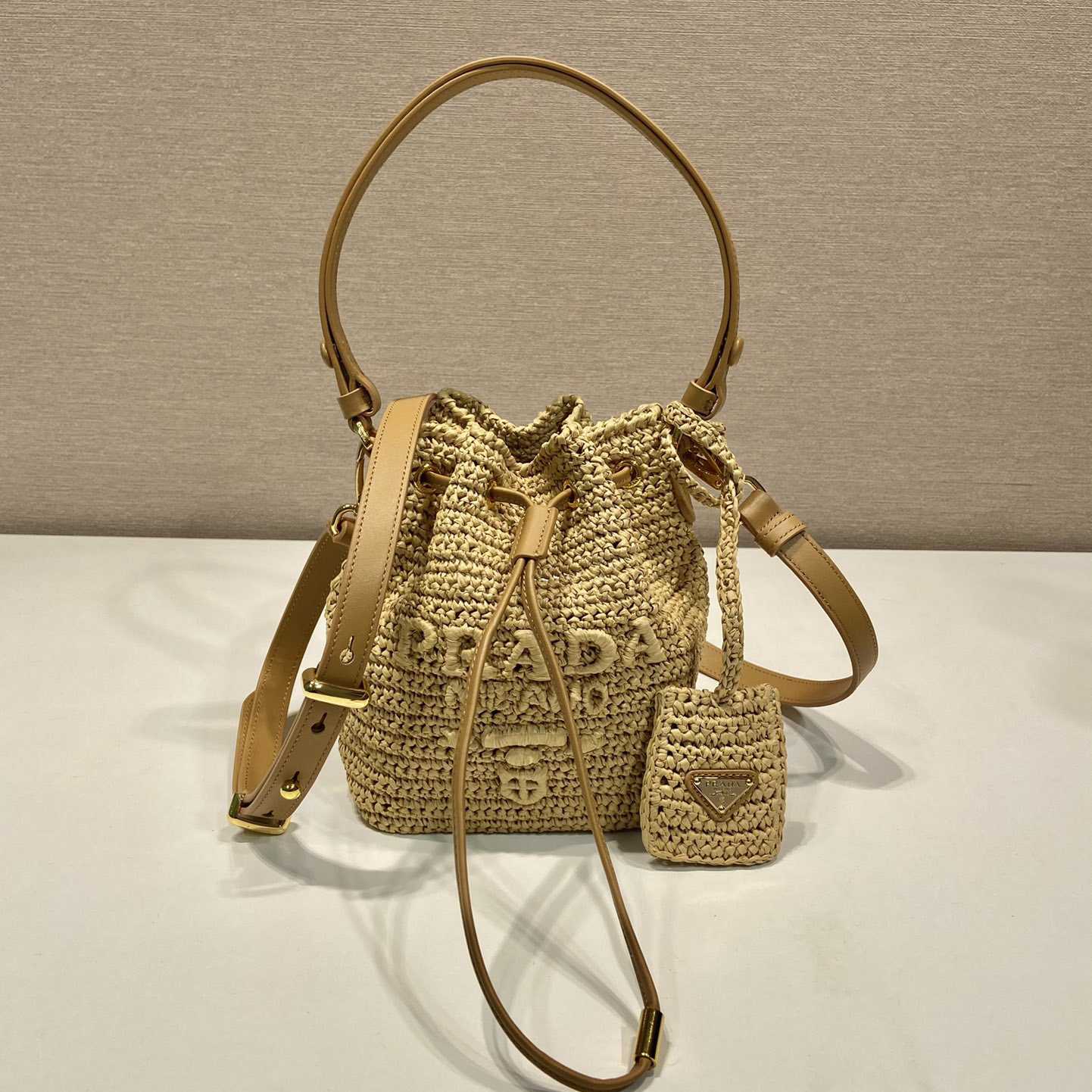 Prada Crochet And Leather Mini-bucket Bag - PerfectKickZ
