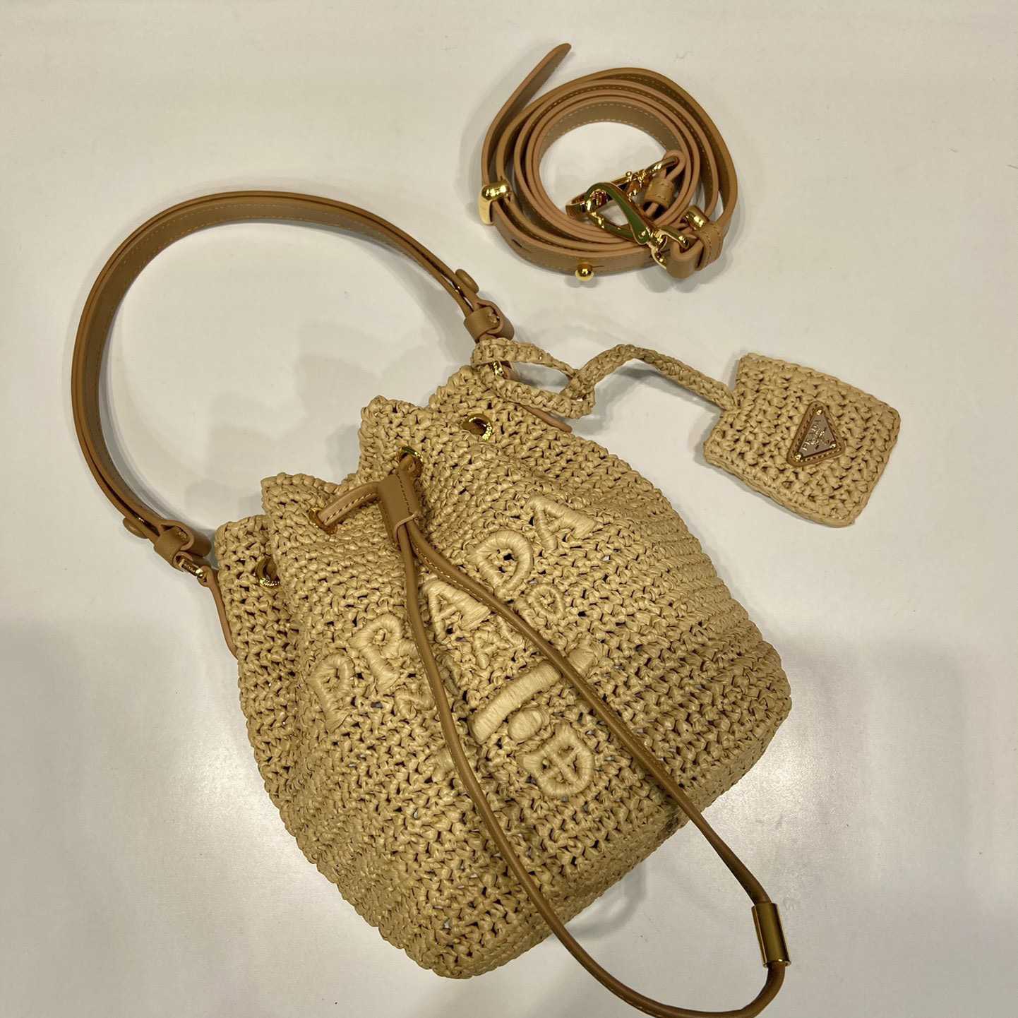 Prada Crochet And Leather Mini-bucket Bag - 