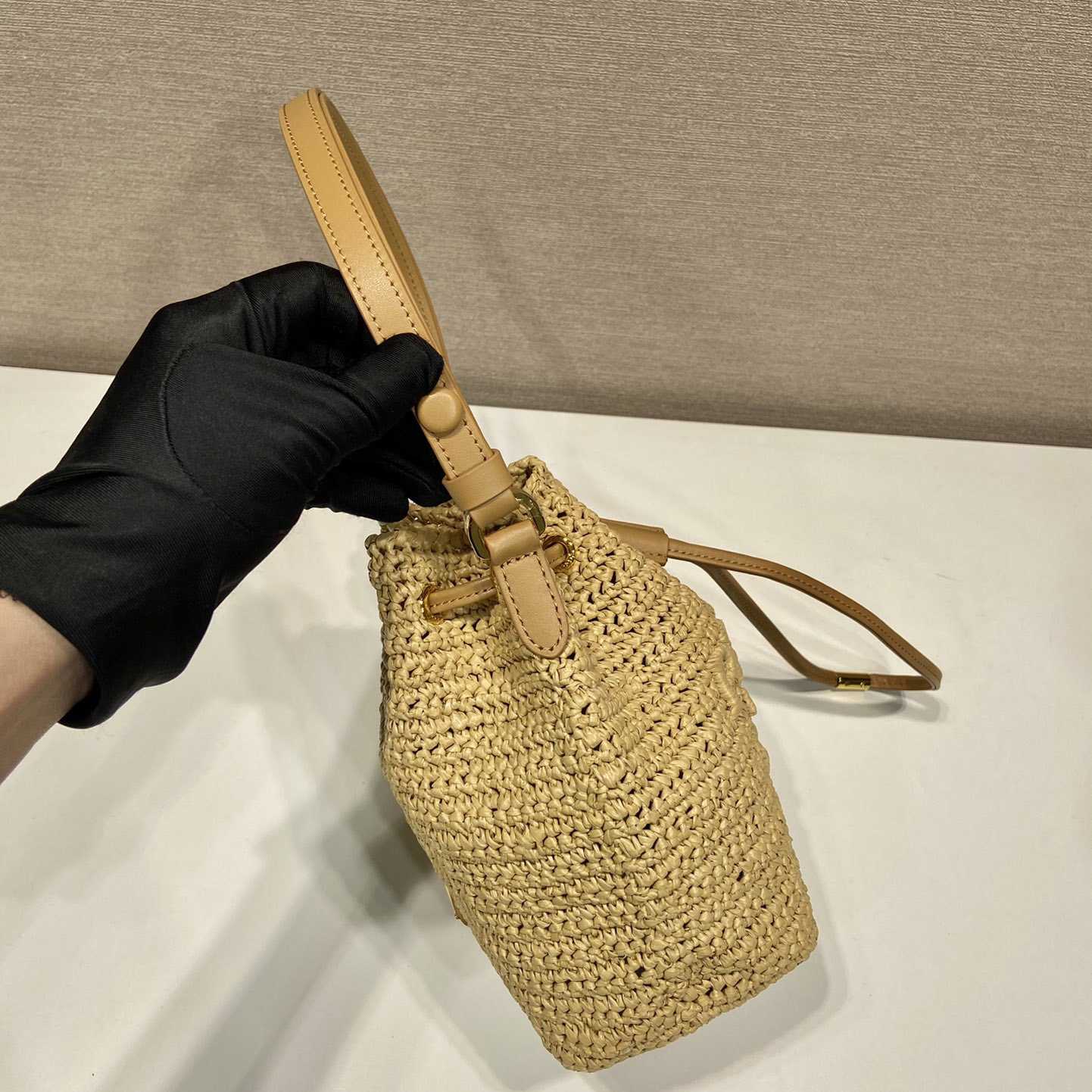 Prada Crochet And Leather Mini-bucket Bag - 