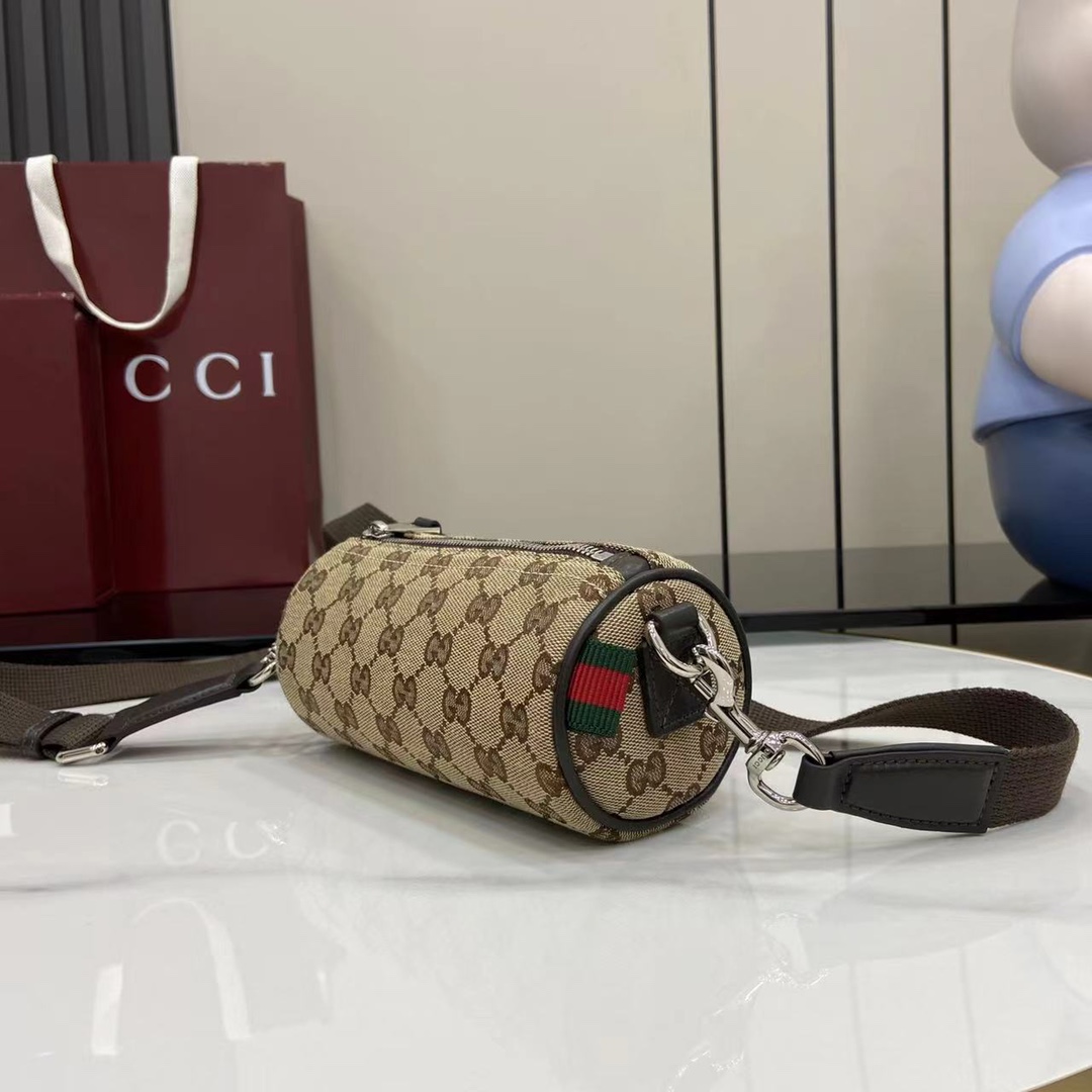 Gucci GG Canvas Mini Cylinder Bag - PerfectKickZ