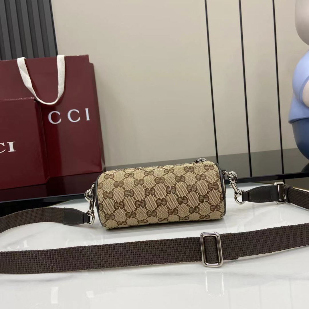 Gucci GG Canvas Mini Cylinder Bag - PerfectKickZ