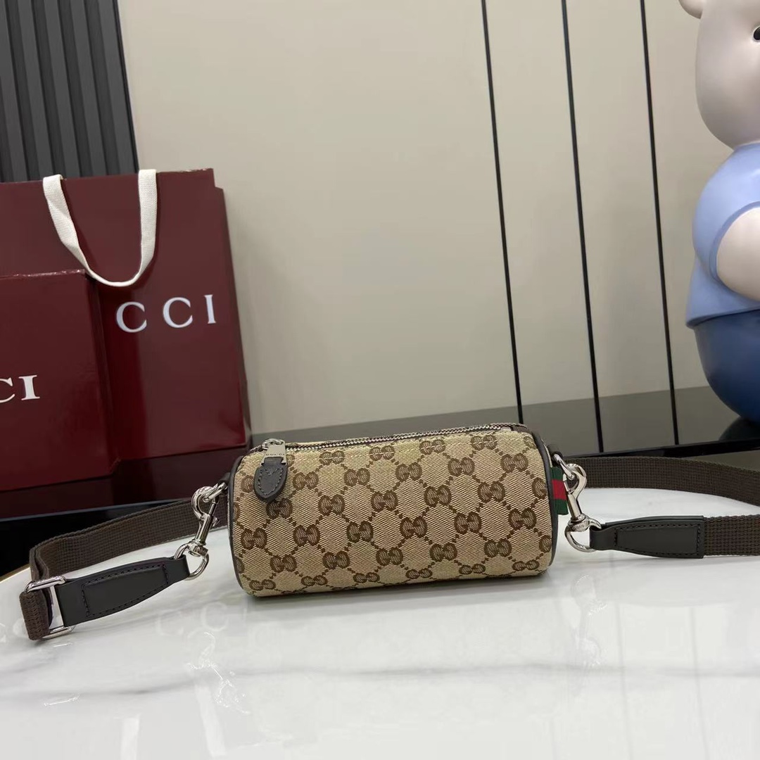 Gucci GG Canvas Mini Cylinder Bag - PerfectKickZ