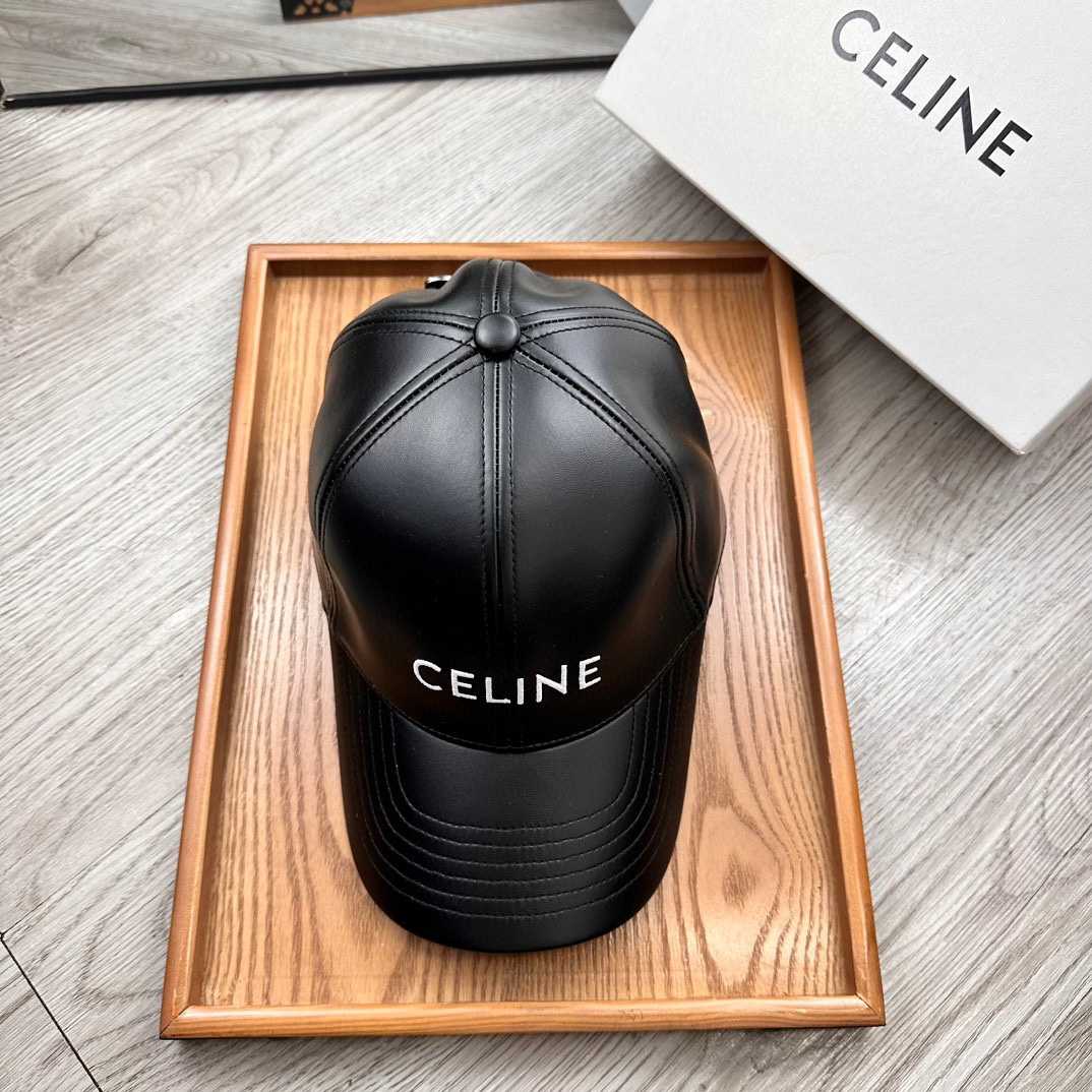 Celine Black Leather Baseball Cap - PerfectKickZ