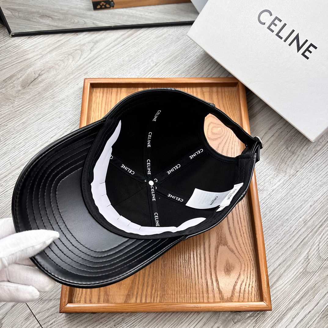 Celine Black Leather Baseball Cap - PerfectKickZ