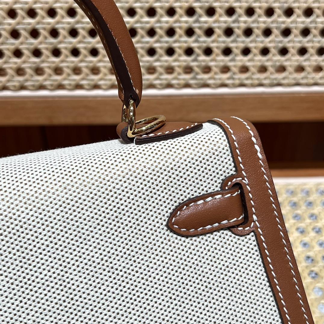 Hermes Vintage Toile & Barenia Kelly 25 - PerfectKickZ
