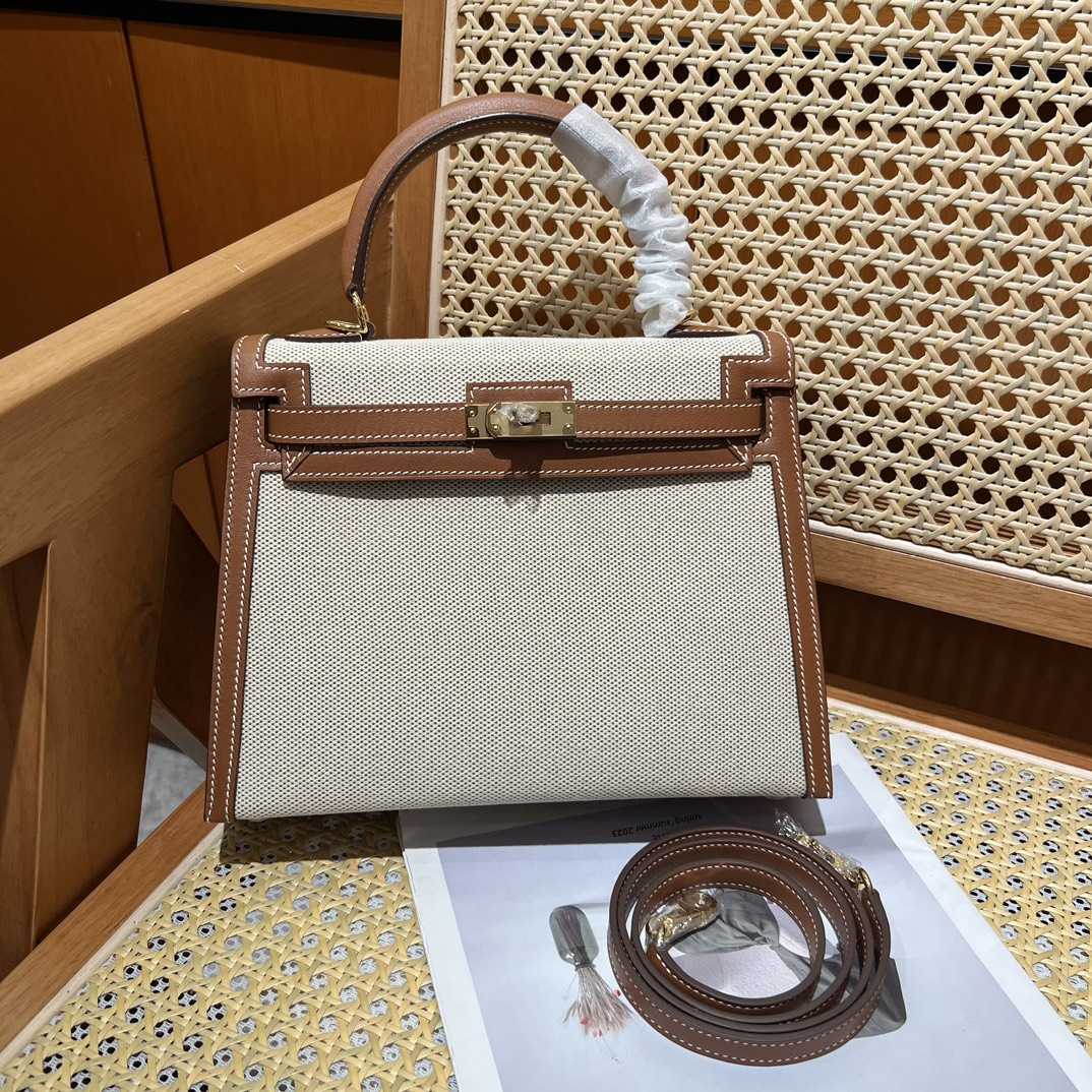 Hermes Vintage Toile & Barenia Kelly 25 - PerfectKickZ