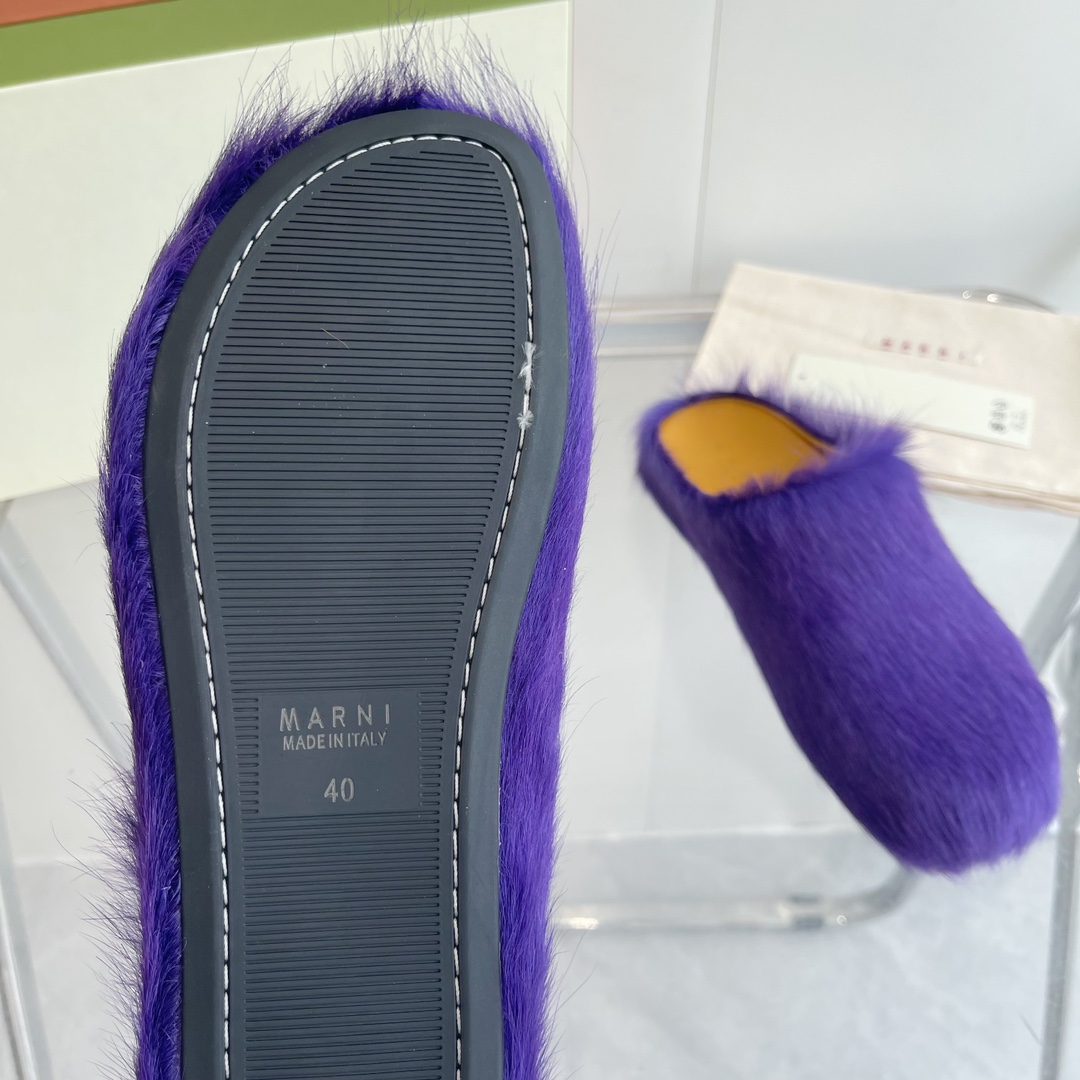 Marni Long Hair Calfskin Fussbett Sabot - PerfectKickZ